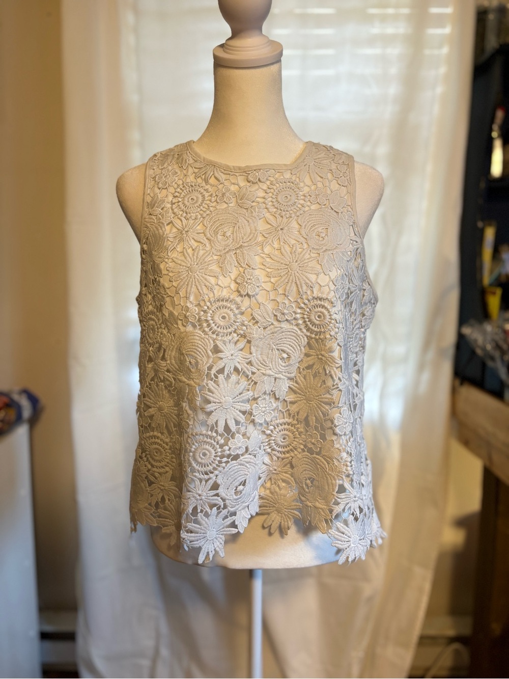 iris Cream Floral Crochet Lace Camisole